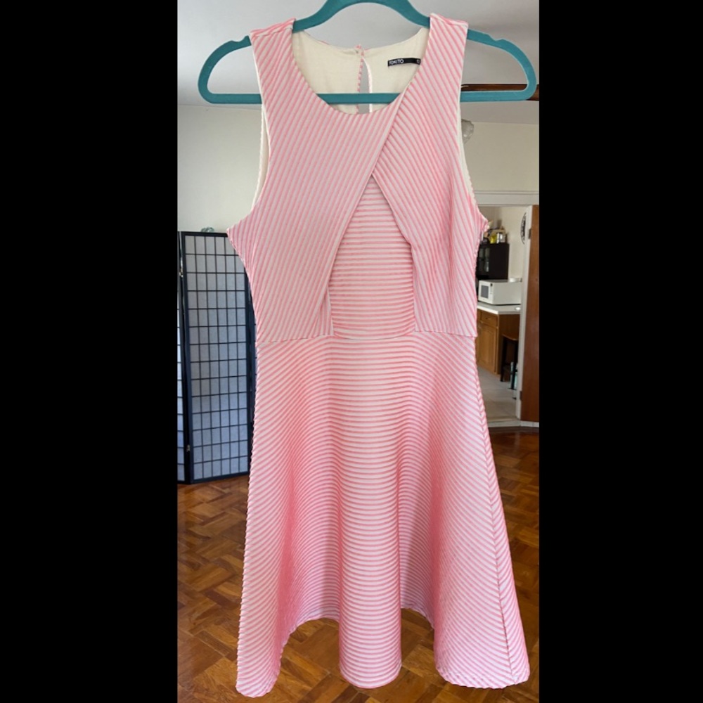 Tokito pink and white dress size 12, sundress spring wedding guest